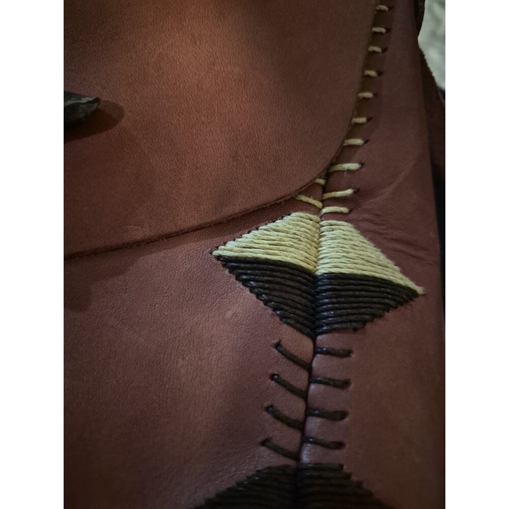 Vintage Leather Lucky Brand Purse In Brick Red Color Excellent Cond Magnet Close - Picture 9 of 9